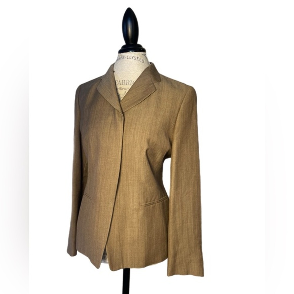 Cerruti 1881 Vintage Tan Mohair Wool Blend 3 Button Blazer Size 10